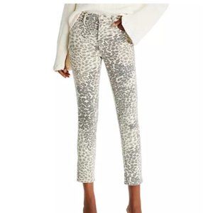 MOTHER The Dazzler Mid Rise Ankle Slim Jeans in Shadow Leopard